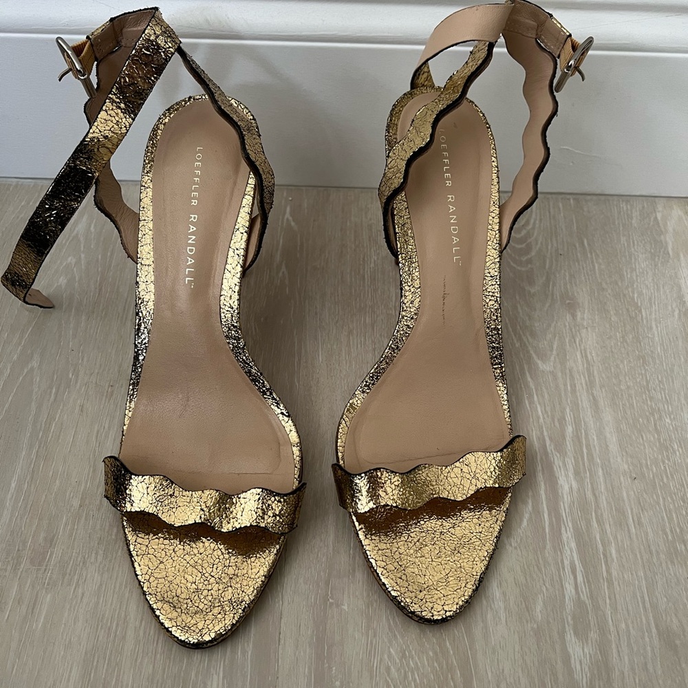 Loeffler Randall Gold 4in heel sandals size 10.5